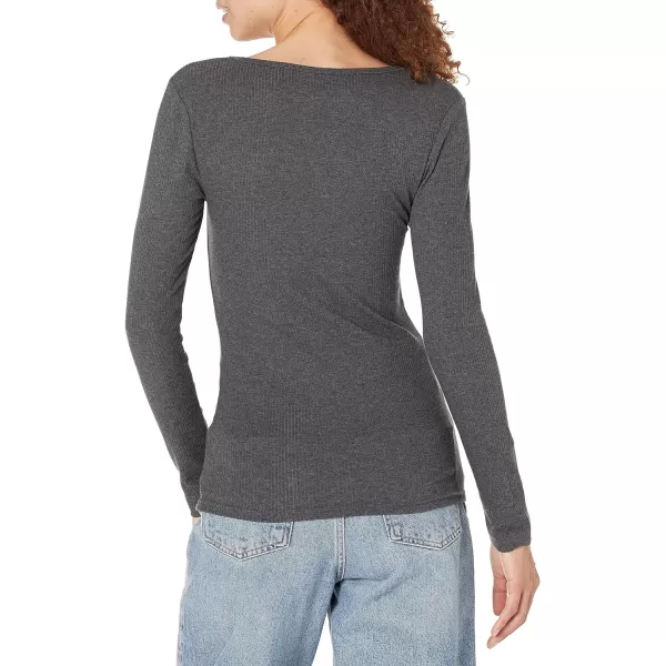 Amazon Essentials Womens SlimFit Scoop Neck Rib Sweater Available in Plus Size Pack of 2BlackCharcoal Heather