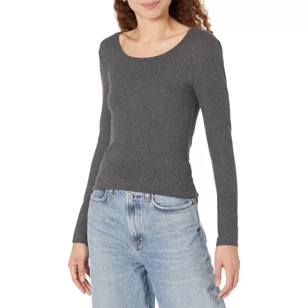 Amazon Essentials Womens SlimFit Scoop Neck Rib Sweater Available in Plus Size Pack of 2BlackCharcoal Heather