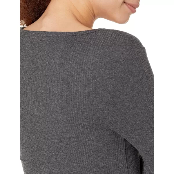 Amazon Essentials Womens SlimFit Scoop Neck Rib Sweater Available in Plus Size Pack of 2BlackCharcoal Heather