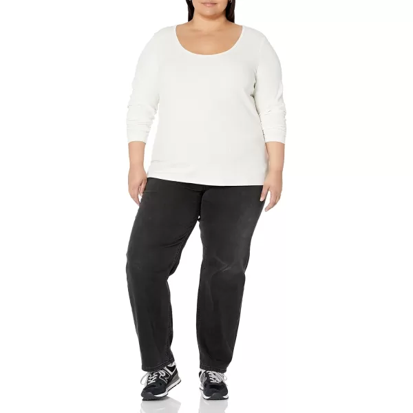 Amazon Essentials Womens SlimFit Scoop Neck Rib Sweater Available in Plus Size Pack of 2Eggshell WhiteBlack