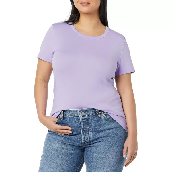 Amazon Essentials Womens SlimFit ShortSleeve Crewneck TShirt Pack of 2BlackLavender