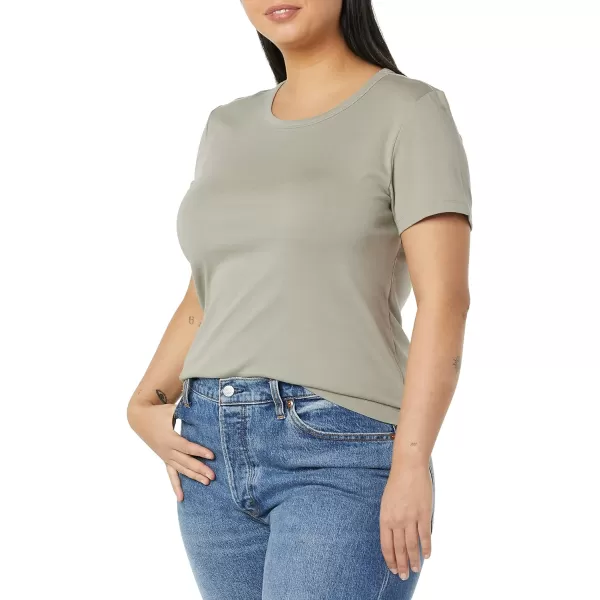 Amazon Essentials Womens SlimFit ShortSleeve Crewneck TShirt Pack of 2BlackSage Green