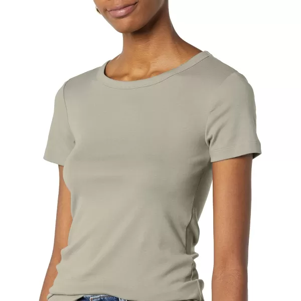 Amazon Essentials Womens SlimFit ShortSleeve Crewneck TShirt Pack of 2BlackSage Green