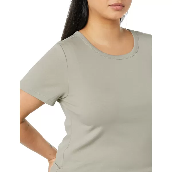 Amazon Essentials Womens SlimFit ShortSleeve Crewneck TShirt Pack of 2BlackSage Green