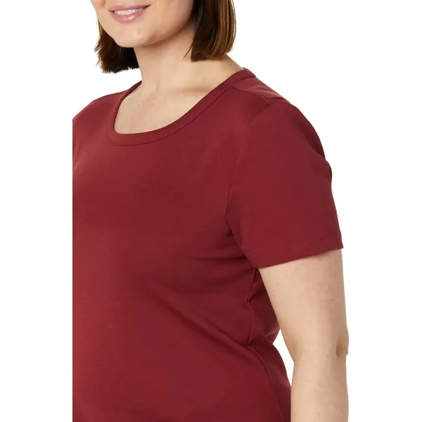 Amazon Essentials Womens SlimFit ShortSleeve Crewneck TShirt Pack of 2Charcoal HeatherBurgundy