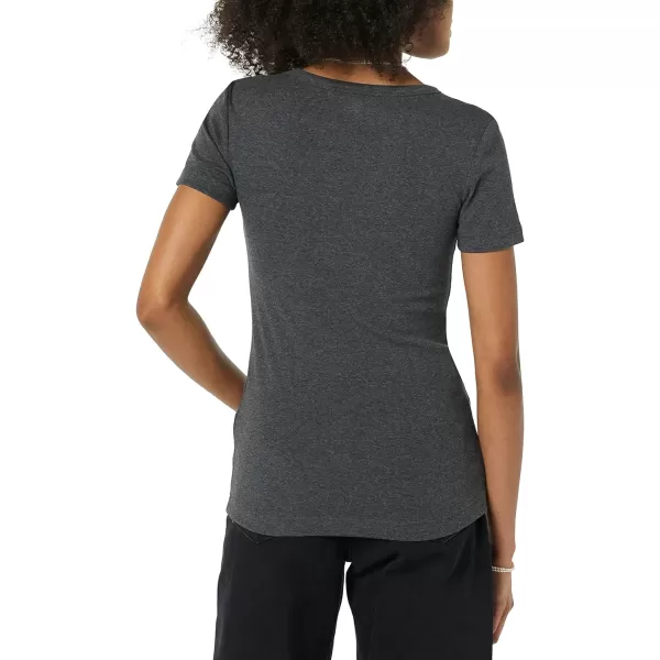 Amazon Essentials Womens SlimFit ShortSleeve Crewneck TShirt Pack of 2Charcoal HeatherTomato Red