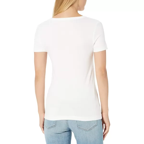 Amazon Essentials Womens SlimFit ShortSleeve Crewneck TShirt Pack of 2White