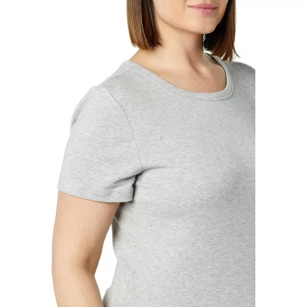 Amazon Essentials Womens SlimFit ShortSleeve Crewneck TShirt Pack of 2WhiteLight Grey Heather