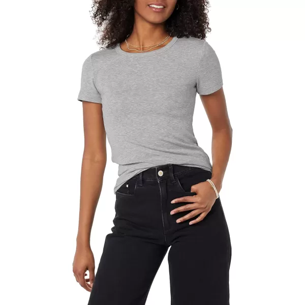 Amazon Essentials Womens SlimFit ShortSleeve Crewneck TShirt Pack of 2WhiteLight Grey Heather