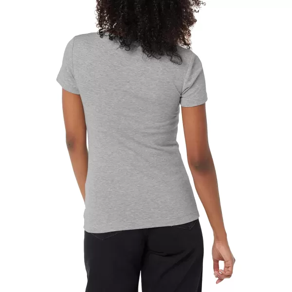 Amazon Essentials Womens SlimFit ShortSleeve Crewneck TShirt Pack of 2WhiteLight Grey Heather