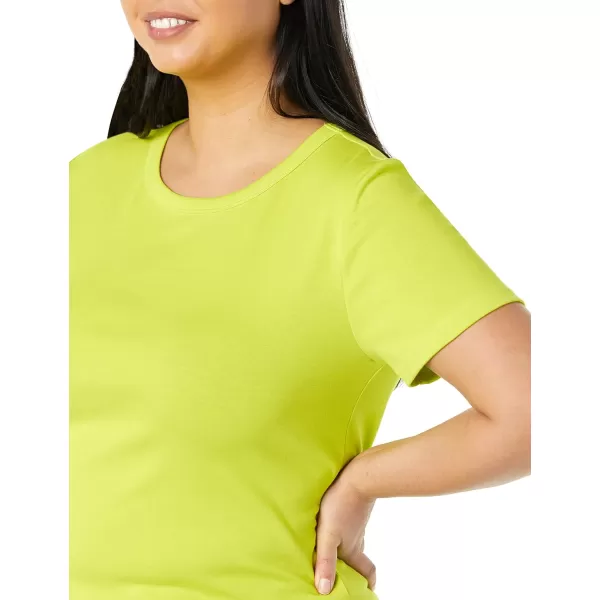 Amazon Essentials Womens SlimFit ShortSleeve Crewneck TShirt Pack of 2WhiteLime Green