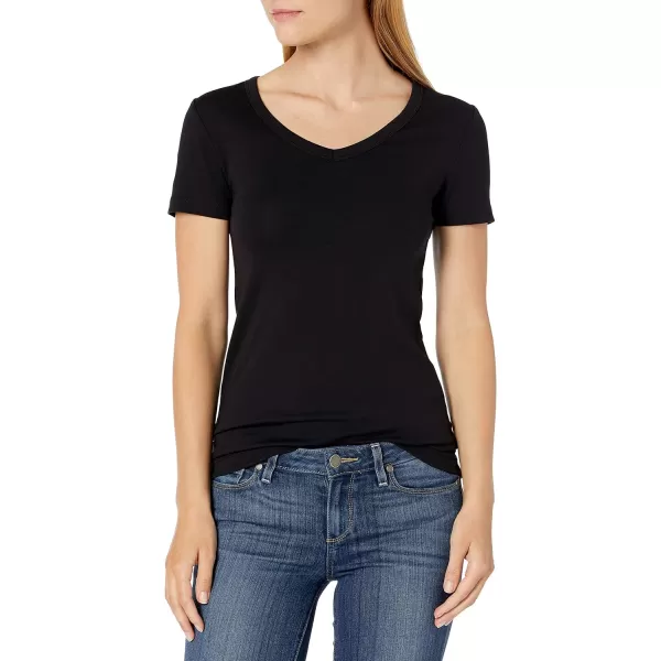 Amazon Essentials Womens SlimFit ShortSleeve VNeck TShirt Pack of 2Black