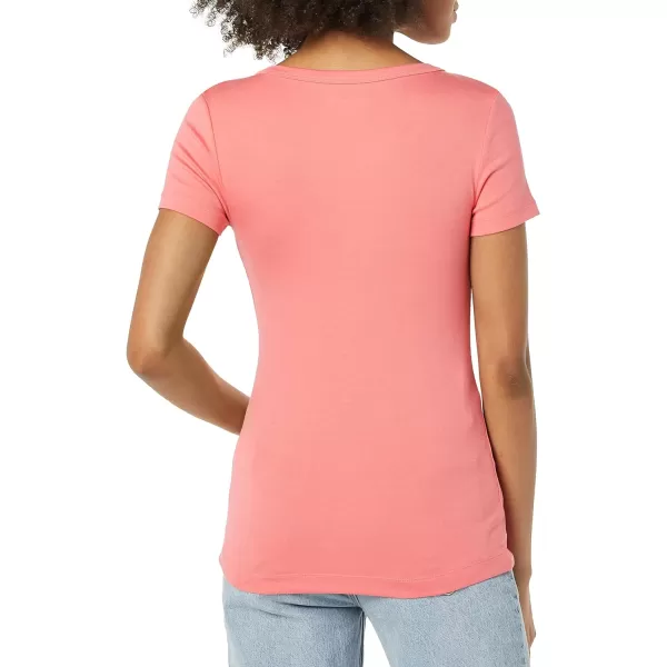 Amazon Essentials Womens SlimFit ShortSleeve VNeck TShirt Pack of 2WhiteHot Pink