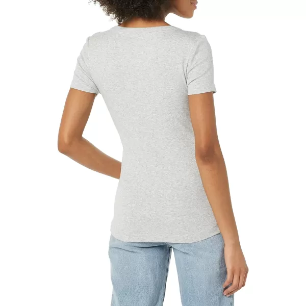 Amazon Essentials Womens SlimFit ShortSleeve VNeck TShirt Pack of 2WhiteLight Grey Heather