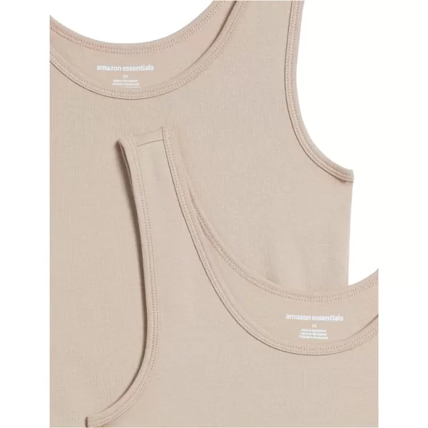 Amazon Essentials Womens SlimFit Tank Pack of 2Beige