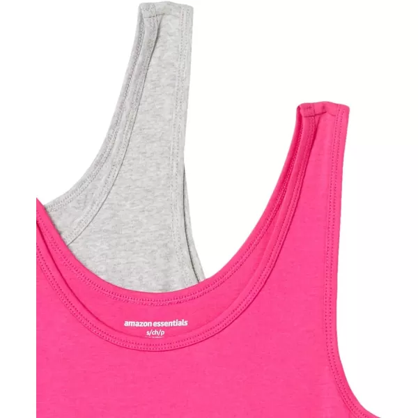 Amazon Essentials Womens SlimFit Tank Pack of 2Bright PinkGrey Heather