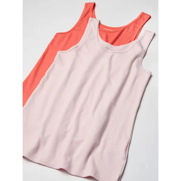 Amazon Essentials Womens SlimFit Tank Pack of 2Coral PinkPink