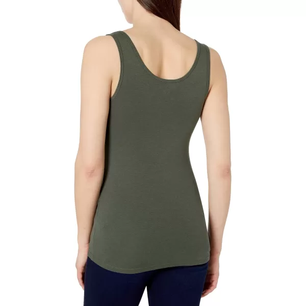 Amazon Essentials Womens SlimFit Tank Pack of 2Dark OliveGold