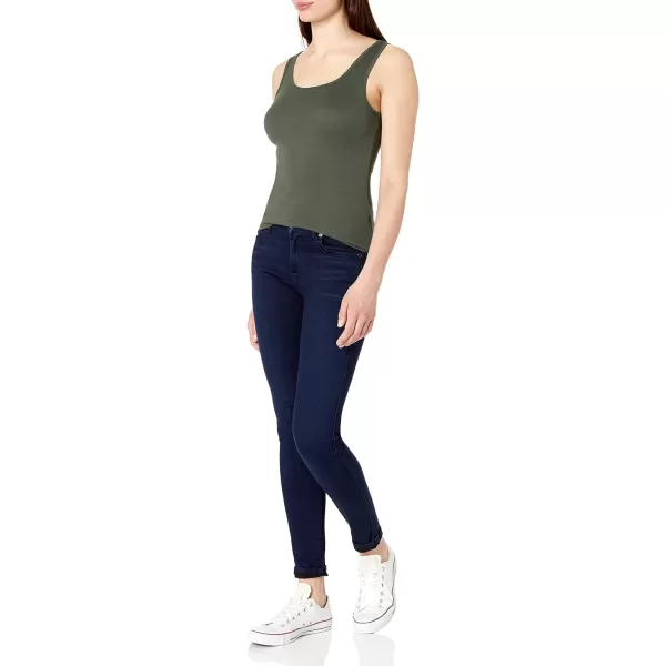 Amazon Essentials Womens SlimFit Tank Pack of 2Dark OliveGold