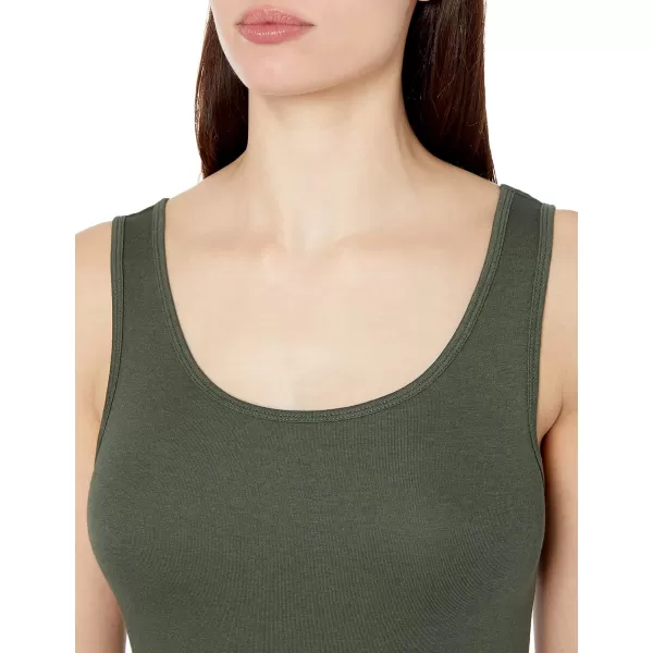 Amazon Essentials Womens SlimFit Tank Pack of 2Dark OliveGold