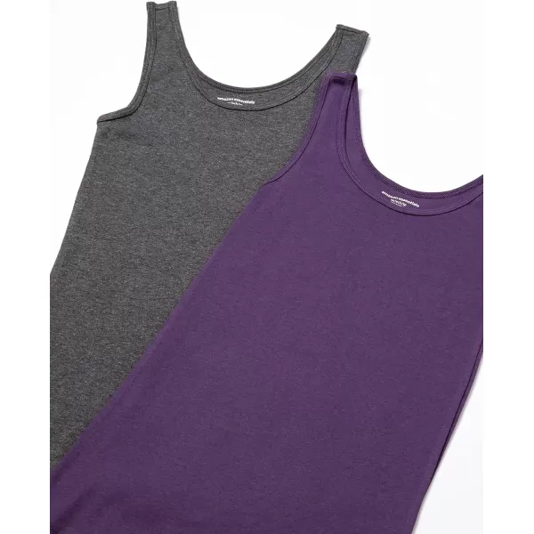 Amazon Essentials Womens SlimFit Tank Pack of 2Dark PurpleCharcoal Heather