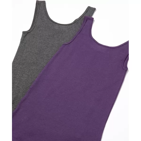 Amazon Essentials Womens SlimFit Tank Pack of 2Dark PurpleCharcoal Heather