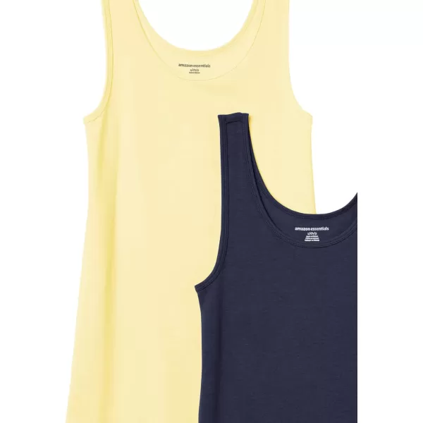 Amazon Essentials Womens SlimFit Tank Pack of 2YellowNavy