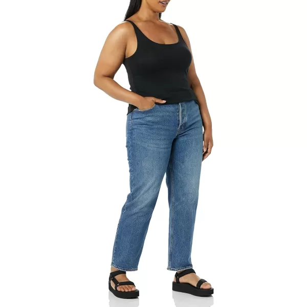 Amazon Essentials Womens SlimFit Thin Strap Tank Pack of 2BlackLight Sage Green