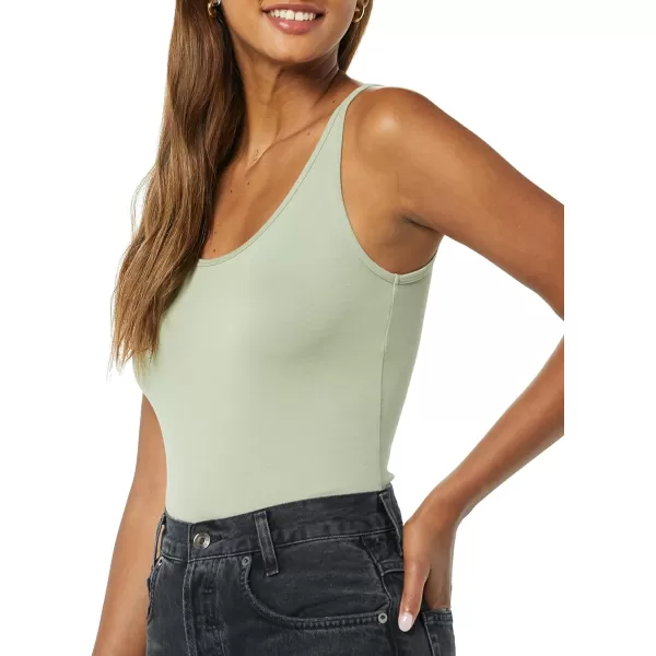 Amazon Essentials Womens SlimFit Thin Strap Tank Pack of 2BlackLight Sage Green