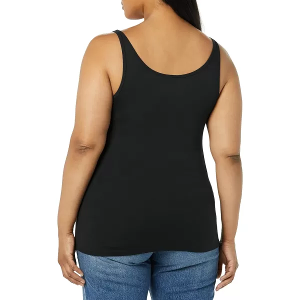 Amazon Essentials Womens SlimFit Thin Strap Tank Pack of 2BlackLight Sage Green