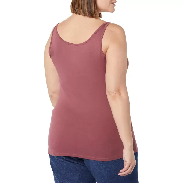 Amazon Essentials Womens SlimFit Thin Strap Tank Pack of 2BlackPlum