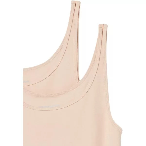 Amazon Essentials Womens SlimFit Thin Strap Tank Pack of 2Light Beige