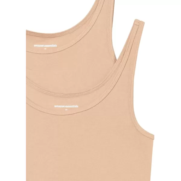 Amazon Essentials Womens SlimFit Thin Strap Tank Pack of 2Medium Beige