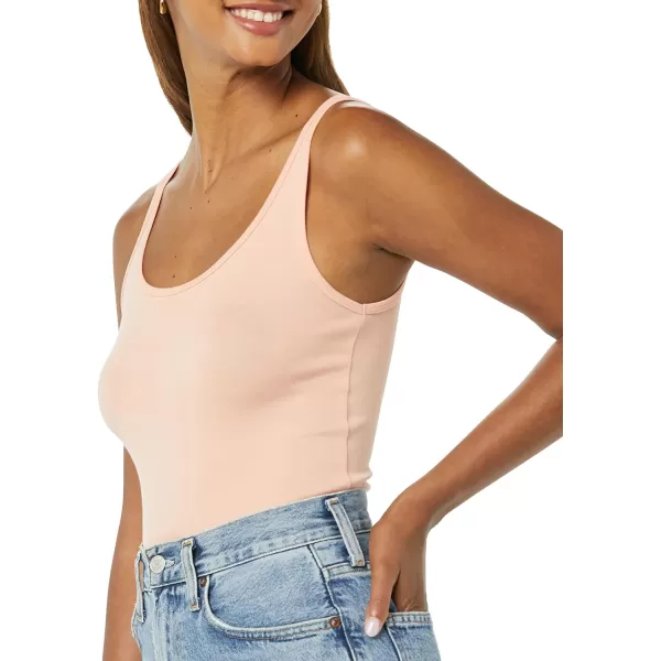 Amazon Essentials Womens SlimFit Thin Strap Tank Pack of 2WhiteCoral Pink