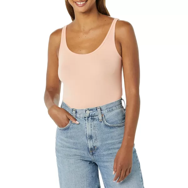 Amazon Essentials Womens SlimFit Thin Strap Tank Pack of 2WhiteCoral Pink