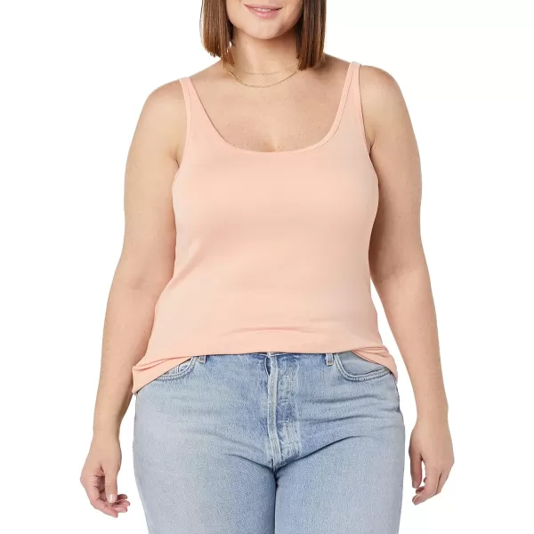 Amazon Essentials Womens SlimFit Thin Strap Tank Pack of 2WhiteCoral Pink