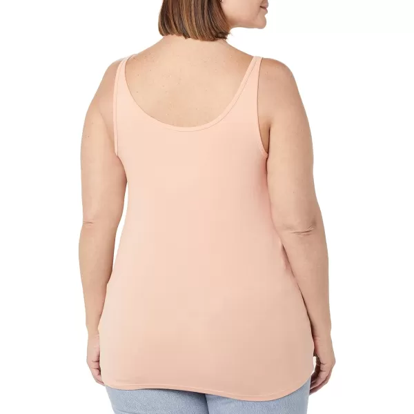 Amazon Essentials Womens SlimFit Thin Strap Tank Pack of 2WhiteCoral Pink
