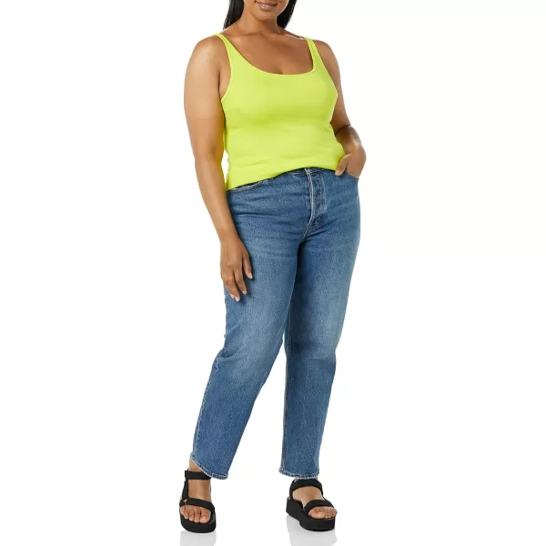 Amazon Essentials Womens SlimFit Thin Strap Tank Pack of 2WhiteLime Green