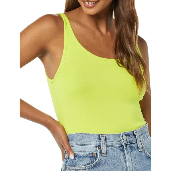 Amazon Essentials Womens SlimFit Thin Strap Tank Pack of 2WhiteLime Green