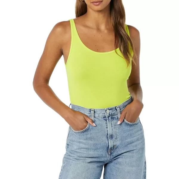 Amazon Essentials Womens SlimFit Thin Strap Tank Pack of 2WhiteLime Green