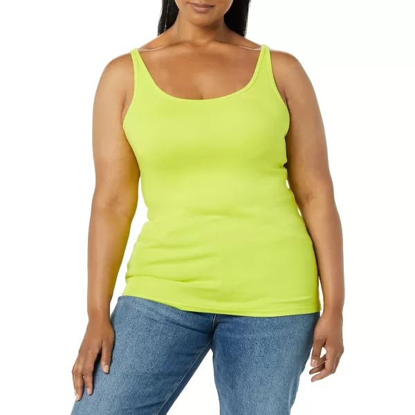Amazon Essentials Womens SlimFit Thin Strap Tank Pack of 2WhiteLime Green