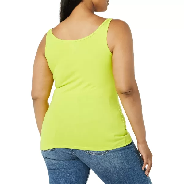 Amazon Essentials Womens SlimFit Thin Strap Tank Pack of 2WhiteLime Green