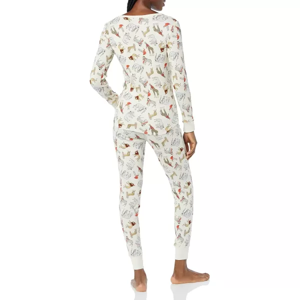 Amazon Essentials Womens SnugFit Cotton Pajama Set Available in Plus SizeLight Beige Party Animals