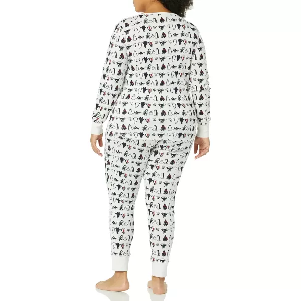 Amazon Essentials Womens SnugFit Cotton Pajama Set Available in Plus SizePenguin Parade