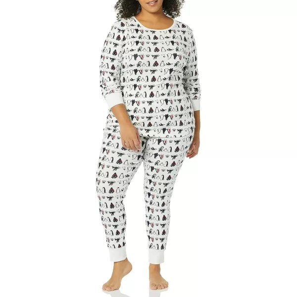 Amazon Essentials Womens SnugFit Cotton Pajama Set Available in Plus SizePenguin Parade