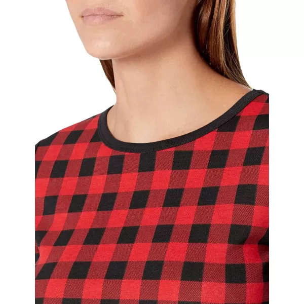 Amazon Essentials Womens SnugFit Cotton Pajama Set Available in Plus SizeRed Buffalo Plaid