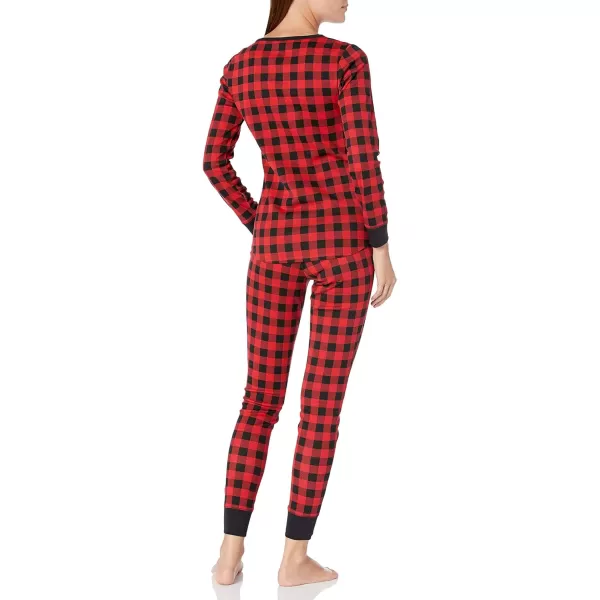 Amazon Essentials Womens SnugFit Cotton Pajama Set Available in Plus SizeRed Buffalo Plaid