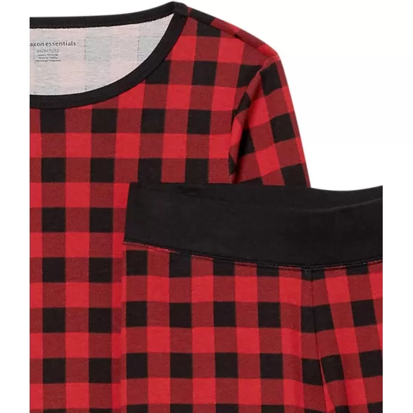 Amazon Essentials Womens SnugFit Cotton Pajama Set Available in Plus SizeRed Buffalo Plaid