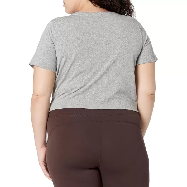 Amazon Essentials Womens Soft Cotton Knot Front Cropped Yoga TShirt Available in Plus Size Previously Core 10Light Grey Heather