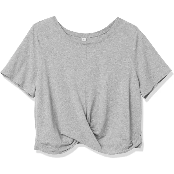 Amazon Essentials Womens Soft Cotton Knot Front Cropped Yoga TShirt Available in Plus Size Previously Core 10Light Grey Heather